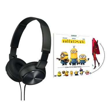 Sony Auricular MDR-ZX310 Negro Plegable con Cable de 1,2 m + DVD Minions