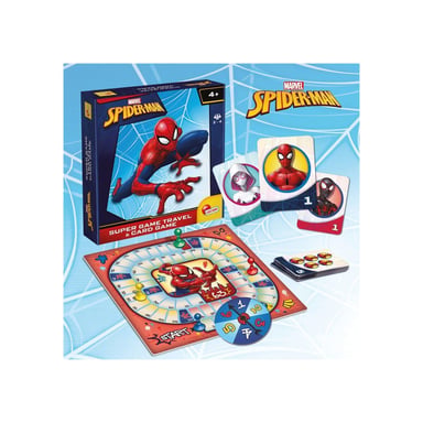 LISCIANI GIOCHI Spider-Man Sac à dos jeu de voyage 2 jeux éducatifs + 20 cartes Jeu de piste et cartes 2+ joueurs Bleu