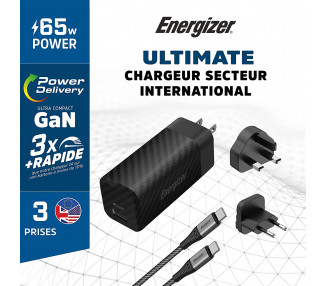 Caricabatterie Power Delivery - 65W - Cavo USB-C/USB-C da 1 m incluso - UE / UK / USA