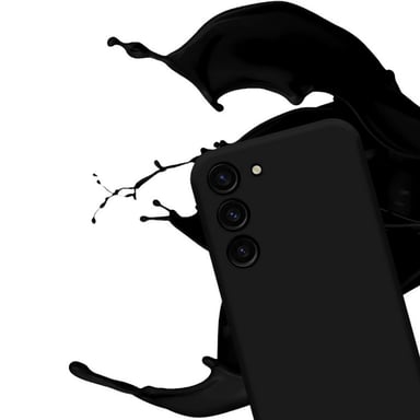 EVETANE Coque Samsung Galaxy S23 Silicone liquide Noire + 2 Vitres en Verre trempé Protection écran Antichocs