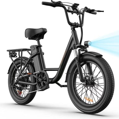 Bicicleta Eléctrica URLIFE E20 - Motor 250W Batería 48V 13Ah Neumáticos de 20 Frenos de Disco - Negro