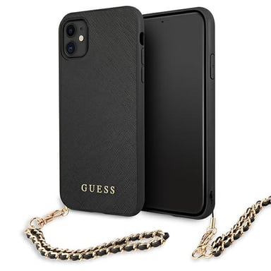 Custodia Guess per iPhone 11 da 6,1'' con catena saffiano nera