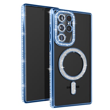Avizar Carcasa MagSafe para Samsung Galaxy S22 Ultra Diseño de diamante Azul Claro