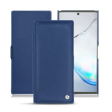 Housse cuir Samsung Galaxy Note10+ - Rabat horizontal - Bleu - Cuir saffiano