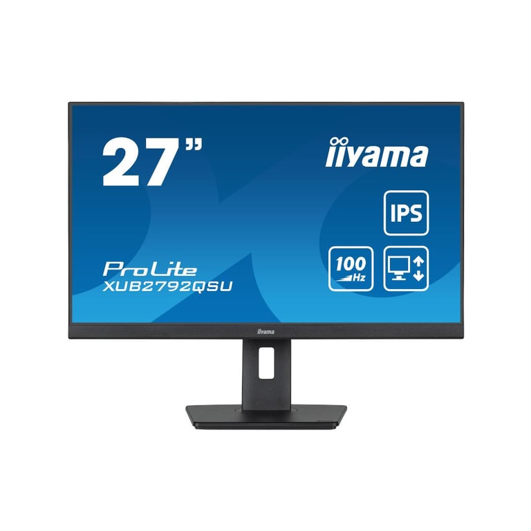 Ecran IIYAMA 27" dalle IPS ULTRA MINCE 2560x1440 0.4ms 100Hz 250 cd/m² HDMI  DisplayPort USB HUB (4x3.0) HPs 15cm pied réglab hauteur+Pivot TCO VESA  100x100 - Iiyama