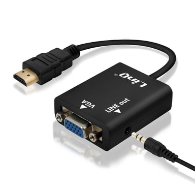 Cavo video e audio da HDMI maschio a VGA femmina e cavo jack nero da 3,5 mm LinQ