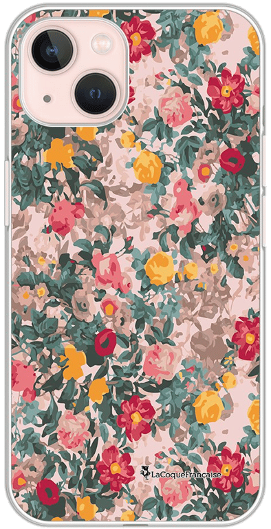LaCoqueFrançaise Coque Apple iPhone 13 360 intégrale transparente Motif Fleurs Beige et Rose Tendanc