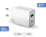 Cargador doméstico doble USB A+C PD 37W (12+25W) Power Delivery Garantía de por vida White Force Power Lite