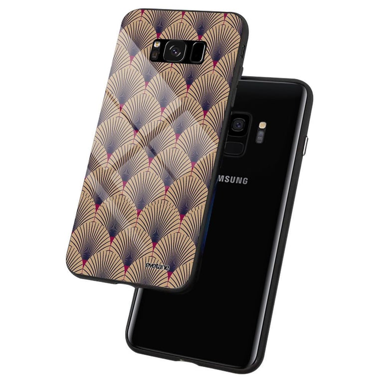 Evetane Coque compatible avec Samsung Galaxy S8 verre trempé protection  rigide solide Art déco motifs Motif