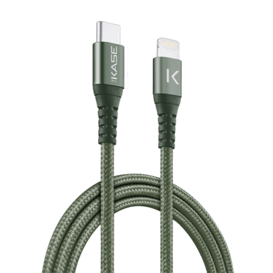 Cable de carga/sincronización trenzado metálico de USB-C a Lightning con certificación MFi de Apple (1M), verde medianoche