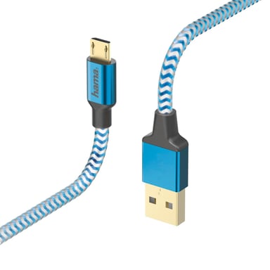Cavo di carica/dati riflettente, micro-USB, 1,5 m, blu