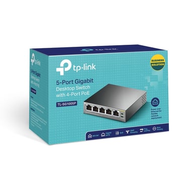 TP-Link TL-SG1005P Connessione Ethernet Gigabit (10/100/1000) non gestita, supporta l'alimentazione via Ethernet (PoE) Nero