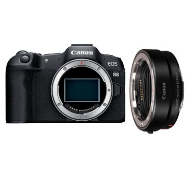 Appareil photo hybride Canon EOS R8 + EF-EOS R + Ebook  20 astuces pour des images qui claquent  - Neuf