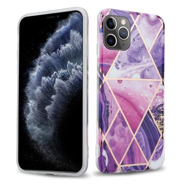 Coque pour Apple iPhone 11 PRO MAX en Marbre Vague Violet No. 14 Housse de protection Étui en silicone TPU avec motif mosaïque