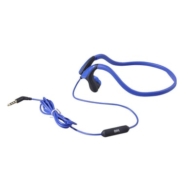 WE Écouteurs Sport Filaire avec Micro Bouton ON/OFF, ecouteur Intra-Auriculaire Légers avec microphone, Arceau Tour de Cou, Parfait pour Running Jogging Gym - Bleu