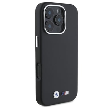 Étui BMW pour iPhone 16 Pro 6.3'' noir étui avec rabat M Smooth Full Wrapped Metal