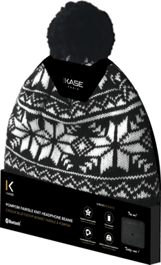 Cuffia Bluetooth Berretto Fairisle con pompon