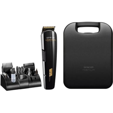 Tondeuse cheveux sans fil SENCOR SHP 8305BK lames titane Noir 12 sabots indicateur hauteur LED autonomie 60 min charge 2 h