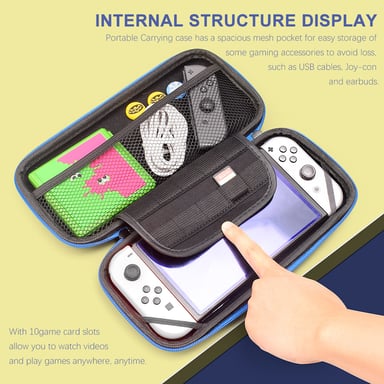 Custodia compatibile OLED per Nintendo Switch con accessori 9 parti Black