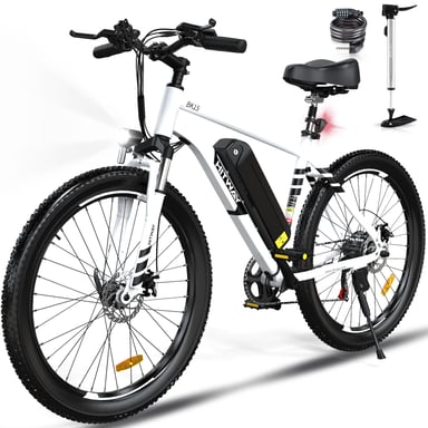 Bicicleta eléctrica VAE, MTB eléctrica, 26 x 3.0 City E-Bike, Batería de litio extraíble7 velocidades Blanco
