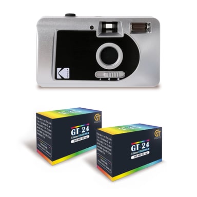 KODAK Motorized S88 - Appareil Photo Argentique Motorisé, Enroulement Automatique, Compact - Noir/Gris + 2 Pellicules compatible 35mm Couleur  24 Expositions