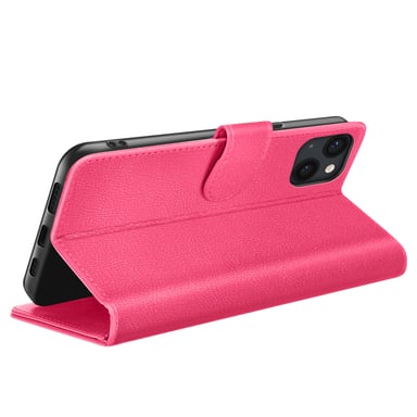 Zanaé Funda tipo cartera para iPhone 13 con soporte y lengüeta magnética Fucsia