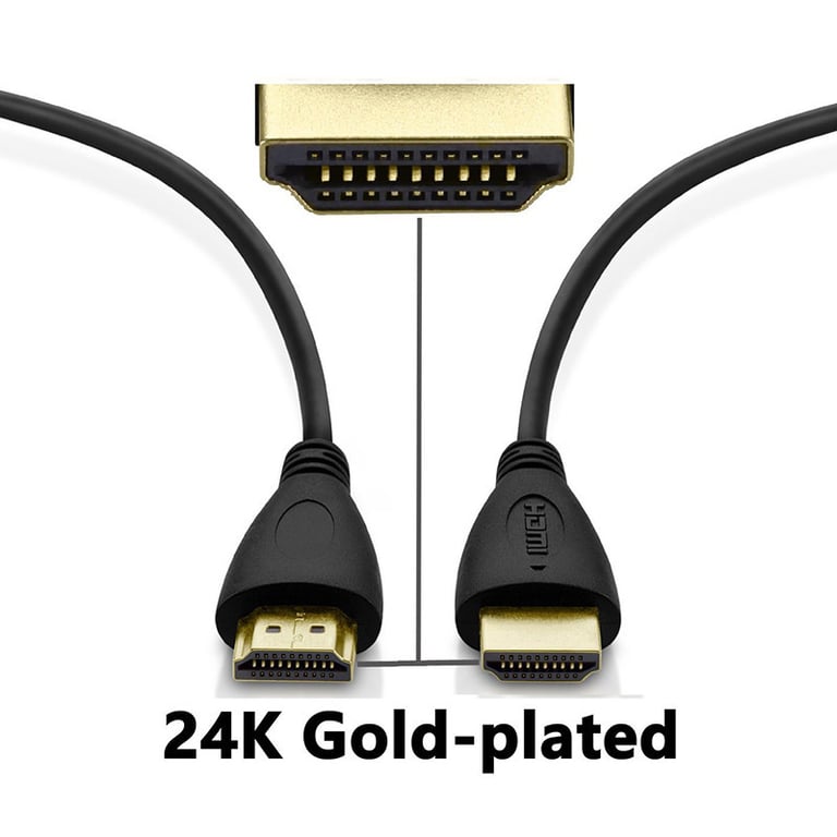 Pack HDMI pour TV et PC (Cable HDMI 2m + Adaptateur Double HDMI) Gold 3D  FULL HD 4K (NOIR) - Shot Case