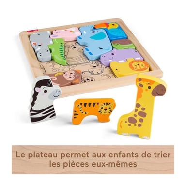 Fisher-Price - Puzzle de madera de animales - Clasificador de formas con 13 piezas - Fisher-Price - JFG10