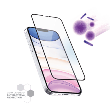 Protector de pantalla antibacteriano de vidrio templado ultrarresistente (cobertura del 100% de la superficie) para Apple iPhone 13 mini, Negro