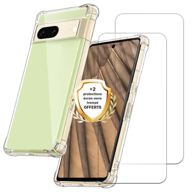 EVETANE Cover Google Pixel 7A antiurto in silicone con angoli rinforzati + 2 pannelli in vetro temperato per la protezione dello schermo