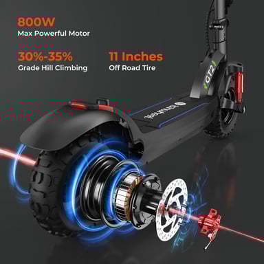 Patinete eléctrico todoterreno isinwheel GT2, batería de 800 W, 48 V, 15 Ah, patinete de cercanías para adultos de 11 pulgadas