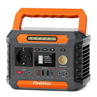 Stazione di alimentazione portatile FlashFish P66A, capacità 144,3?Wh, batteria 39000?mAh, uscita CA 200?W, 8 uscite, USB?A/USB?C QC 18?W, ingresso solare 13?22?V, 3 metodi di ricarica, luce LED integrata