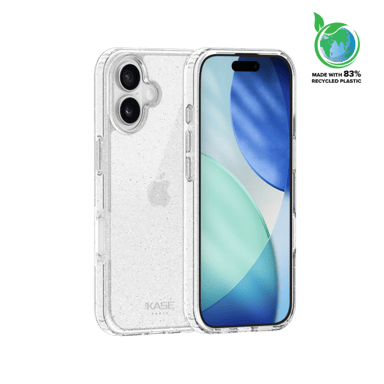 Cover ibrida scintillante invisibile GEN 2.0 per Apple iPhone 17, 83% plastica riciclata, Trasparente
