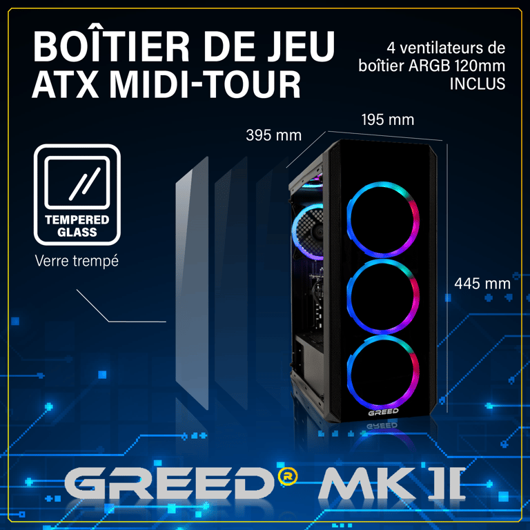 MK2 LITE - PC Gamer - AMD Ryzen7 5700X - Nvidia Geforce RTX 5060  - Rapide Bureau PC Gaming - 4K & Raytracing avec 32 GO RAM DDR4 - 512 GO SSD - Ordinateur avec WiFi + Windows 11 Pro - Neuf