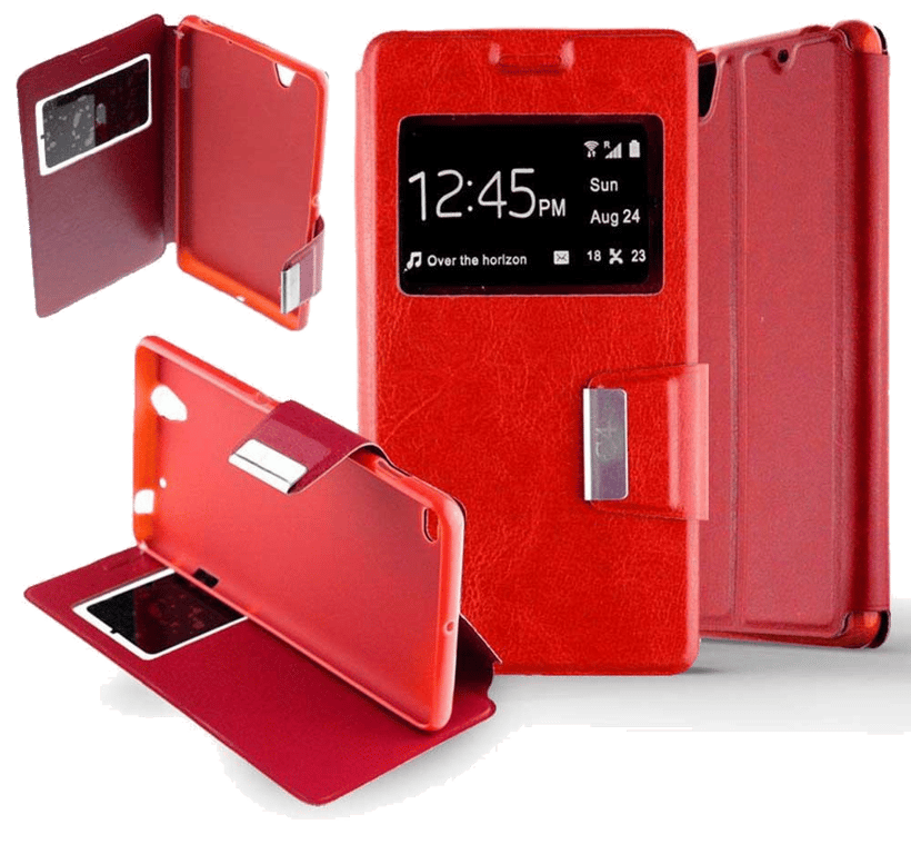Etui Folio compatible Rouge Sony Xperia C4