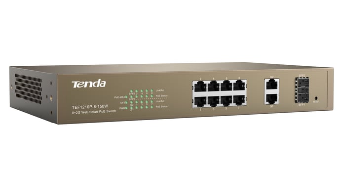 Tenda TEF1210P-8-150W Fast Ethernet (10/100) Energía sobre Ethernet (PoE) Gris
