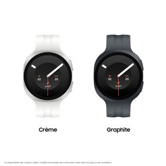 Galaxy Watch 9 (2026) GPS, caja de aluminio plateado de 40 mm con correa color crema.