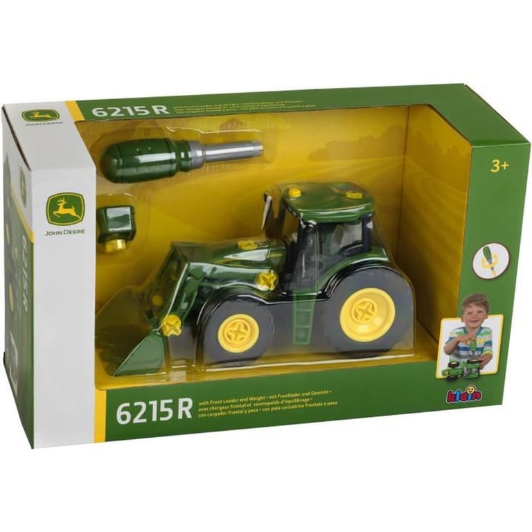 Tracteur à monter John Deere KLEIN 3977 Chargeur frontal contrepoids déquilibrage et tournevis Echelle 124e Dès - vue 1