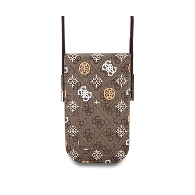 Sac à Bandoulière pour Smartphone Universel Modèle 4G Peony Emplacement de Carte Marron