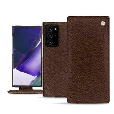 Housse cuir Samsung Galaxy Note20 Ultra - Rabat vertical - Marron - Cuir grainé