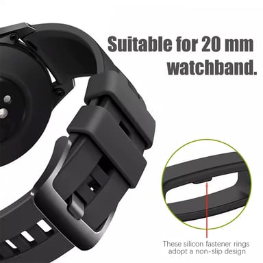 Bucle para correas de reloj de 20 mm de ancho, paquete de 10 Black