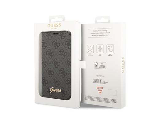 Guess Funda Folio para iPhone 14 Pro Printed 4G Trendy Negro