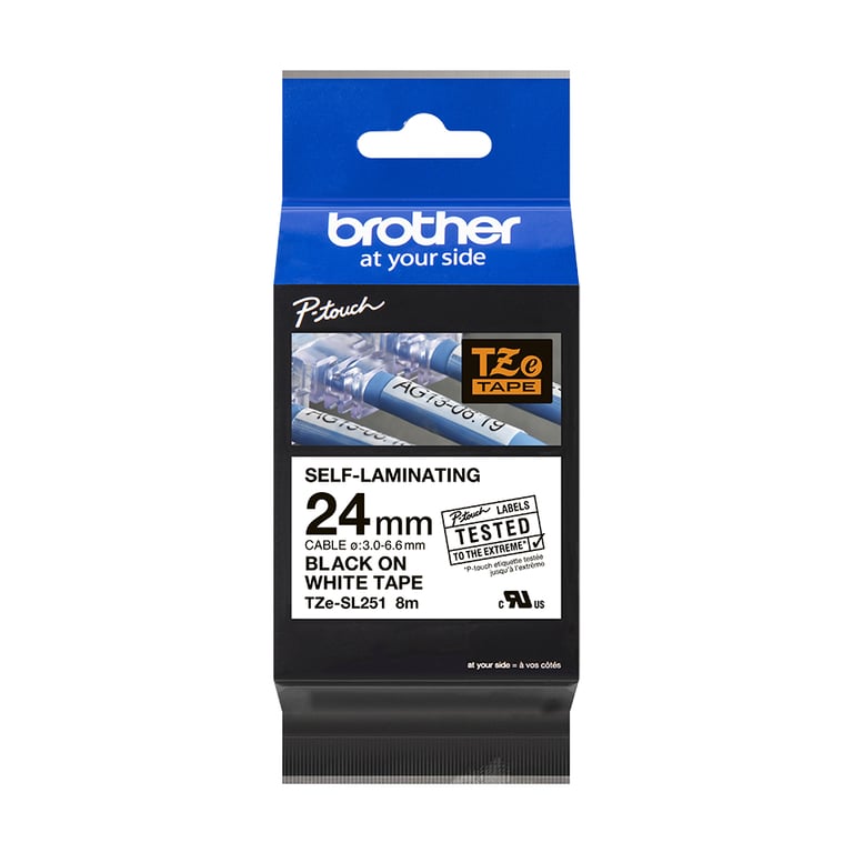 BROTHER TZeSL251 tape Black on White 24mm - Neuf