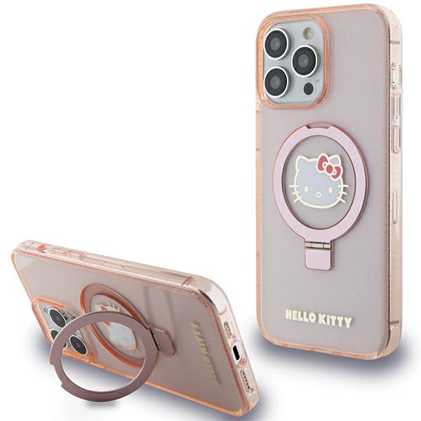 Hello Kitty Ring Stand Glitter Electrop Logo MagSafe Coque iPhone 15 Pro Max - vue 2