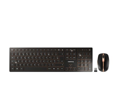 CHERRY DW 9100 SLIM teclado Ratón incluido Universal RF Wireless + Bluetooth AZERTY Francés Negro