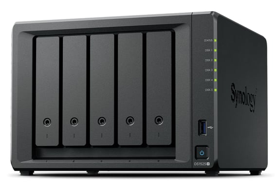 Synology DiskStation DS1525+ servidor de almacenamiento NAS Ryzen Embedded V1500B 8 GB DDR4 0 TB Negro