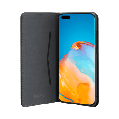 Custodia folio a conchiglia con slot per schede e supporto per Huawei P40 Pro+, nero