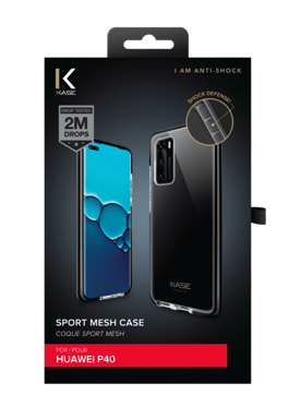 Coque Sport mesh pour Huawei P40, Noir de jais