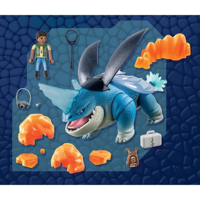 Playmobil 71082 Dragons: Les Neuf Royaumes Bissocorn & D'Angelo Dragons Nine Realms avec Le Personnage Angelo Son Dragon Plowhorn et Un Cristal Histoire & Imaginaire Dès - vue 4