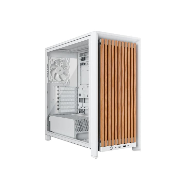 Boîtier PC Midi Tower Corsair FRAME 4000D WOOD RS Blanc panneau bois verre trempé - Neuf